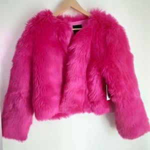 Magenta Faux Fur Coat